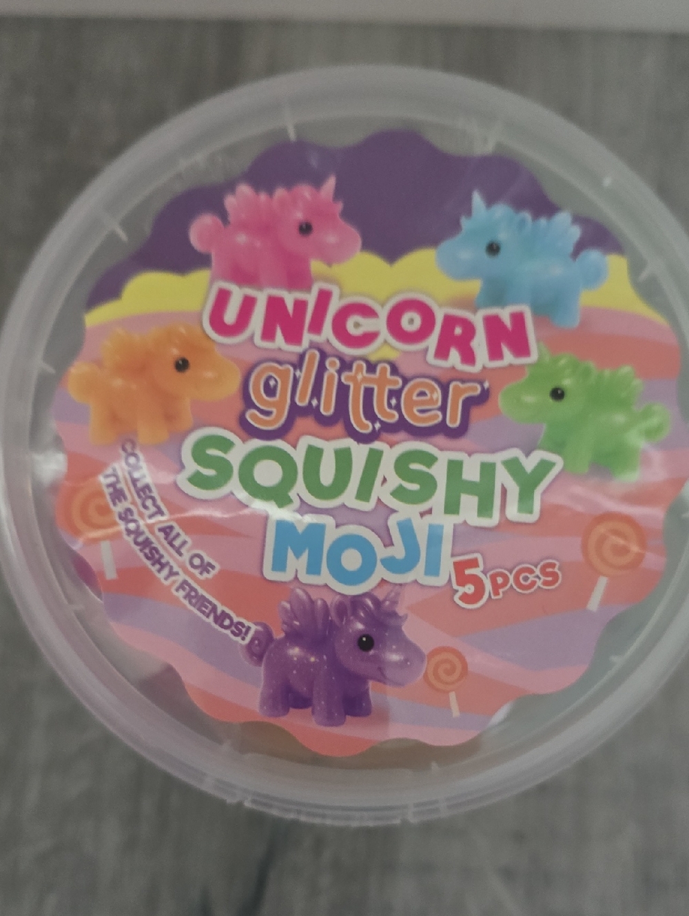 Unicorn Glitter Squishy Moji 5-Pack - Colorful Assortment